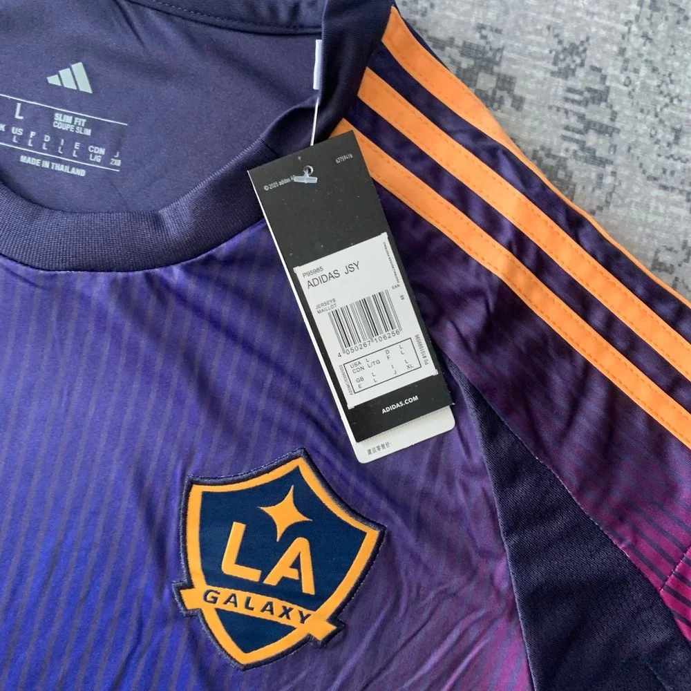 Adidas LA Galaxy Jersey Men Large Purple NWT MLS Soccer Shirt Slim Fit